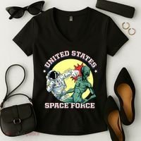United States Space Force Funny Space Lover & UFO Alien Women's V-Neck T-Shirt thumb 2