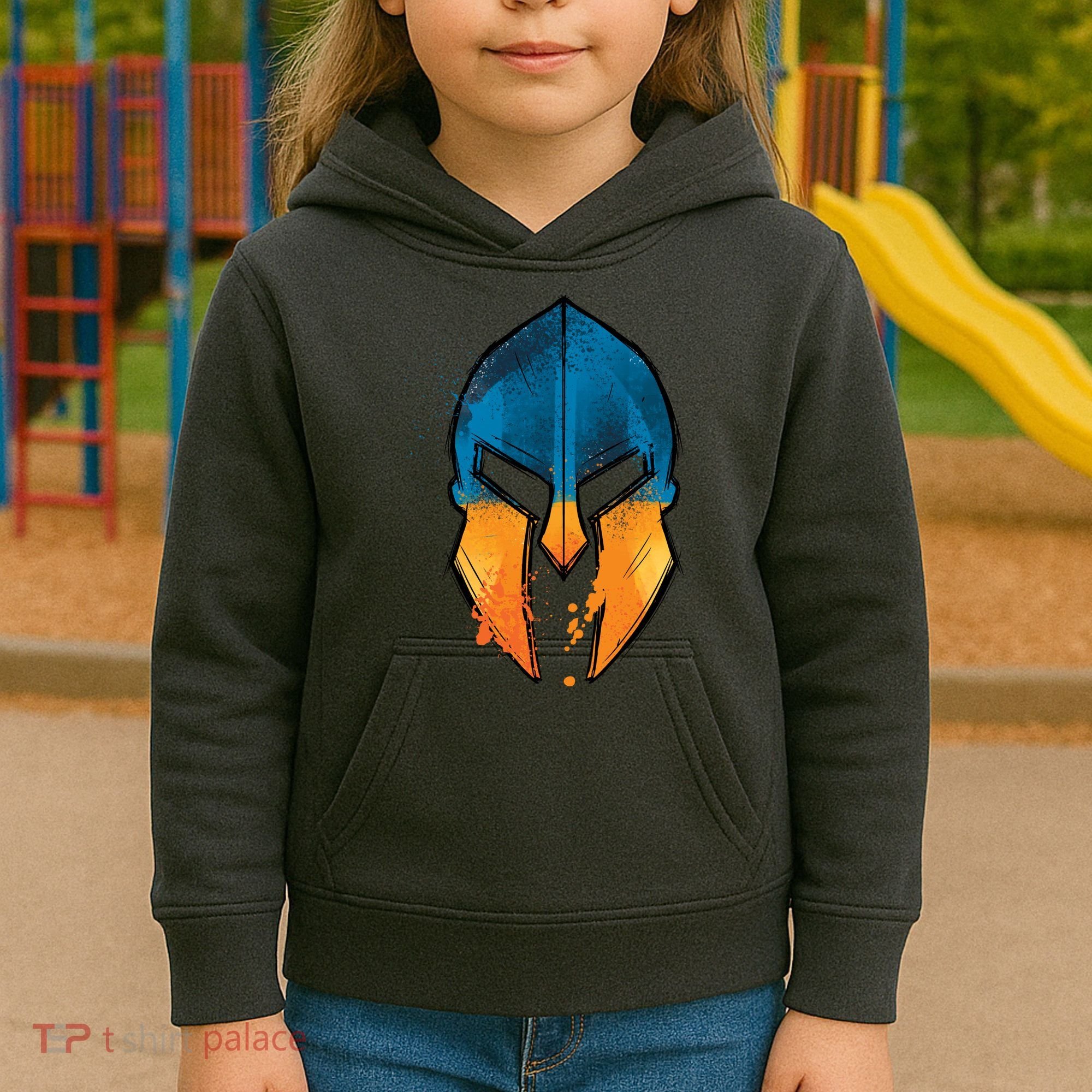 Ukraine Shield Spartan Kids Hoodie