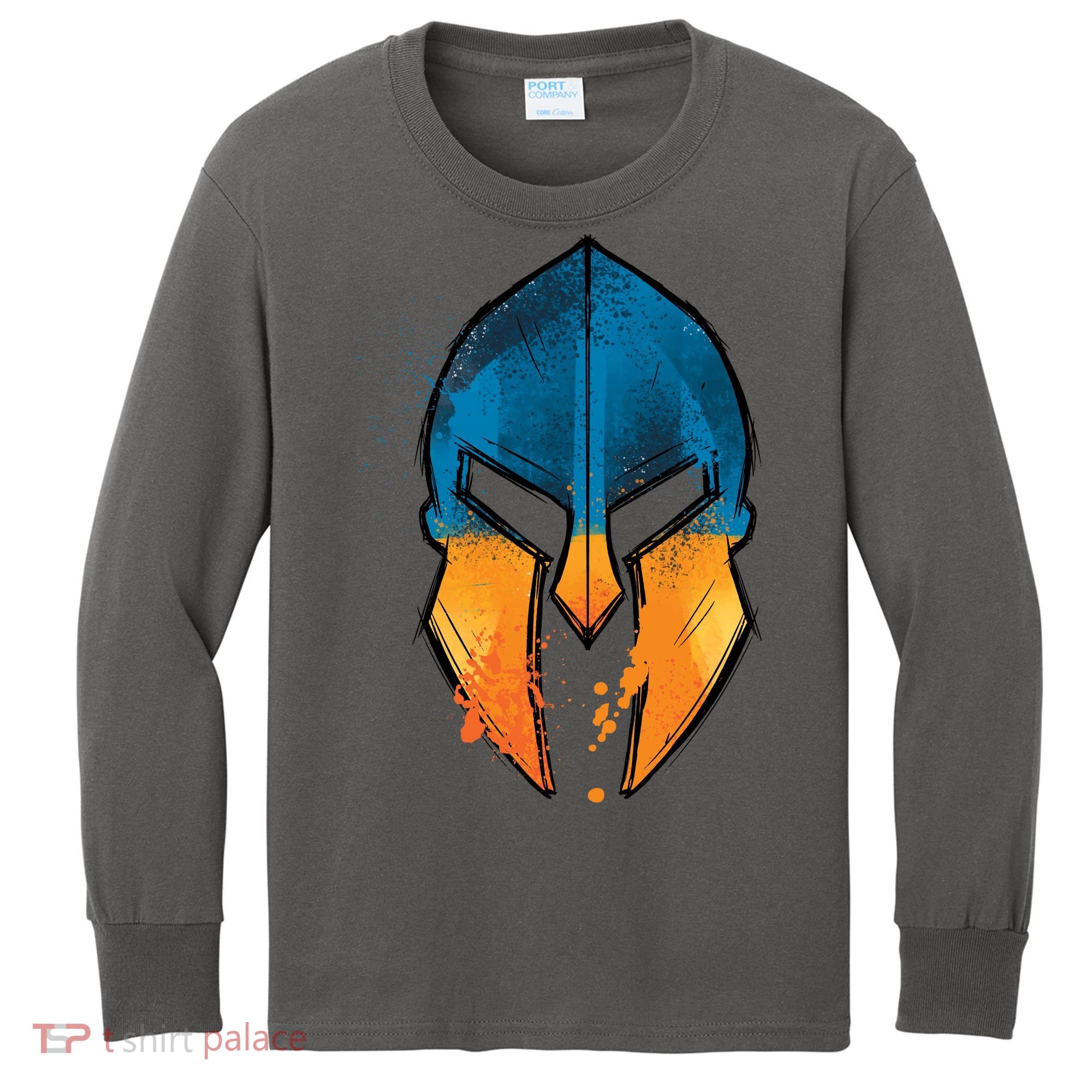 Ukraine Shield Spartan Kids Long Sleeve Shirt