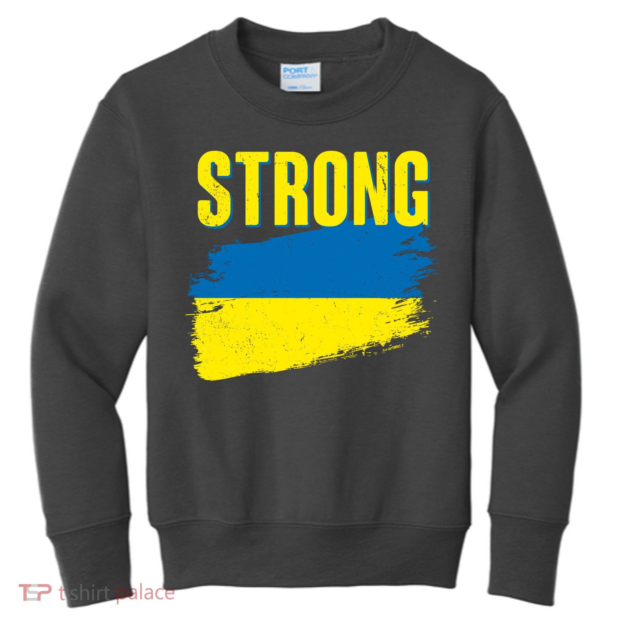 Ukraine Strong Stand With Ukraine Flag Kids Sweatshirt