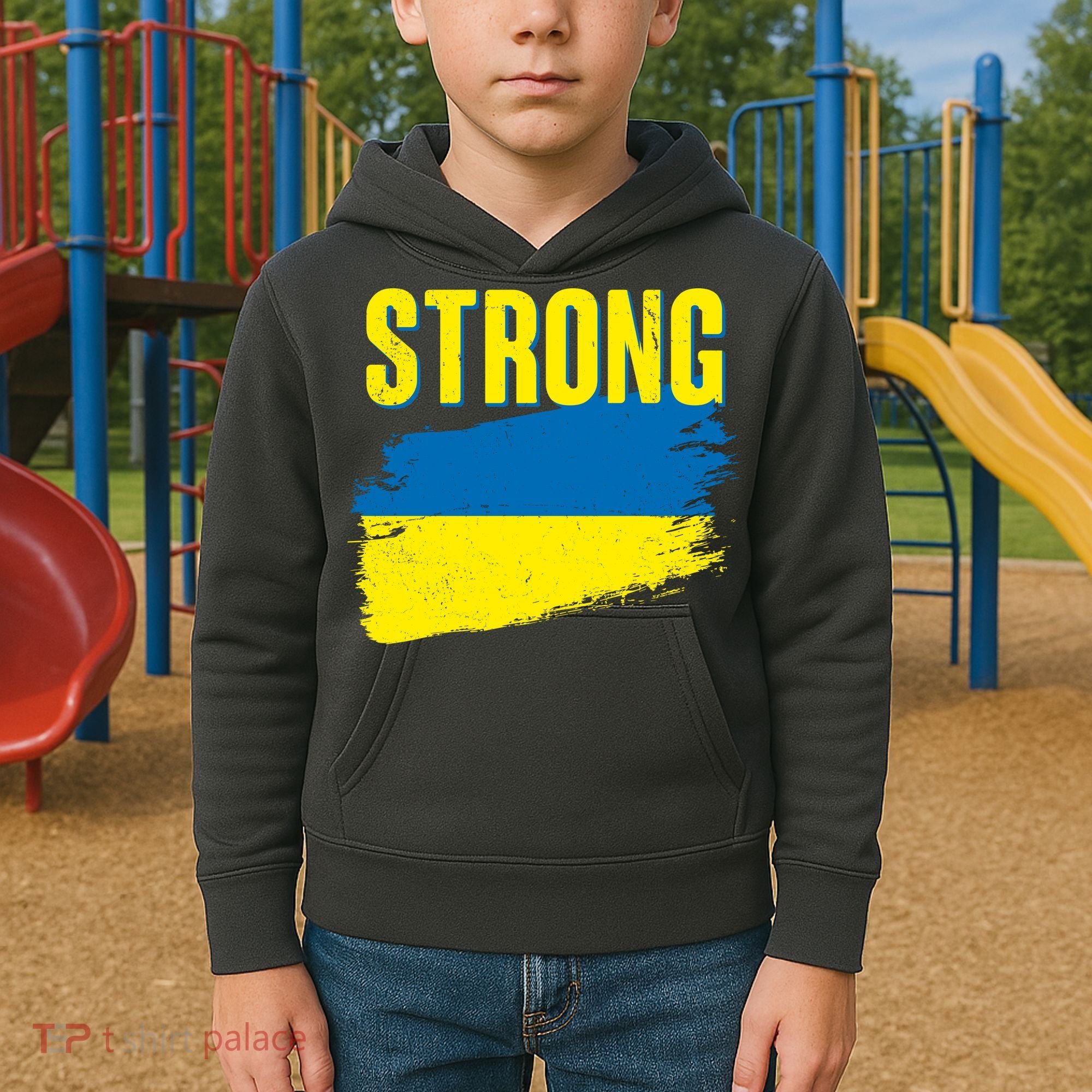 Ukraine Strong Stand With Ukraine Flag Kids Hoodie