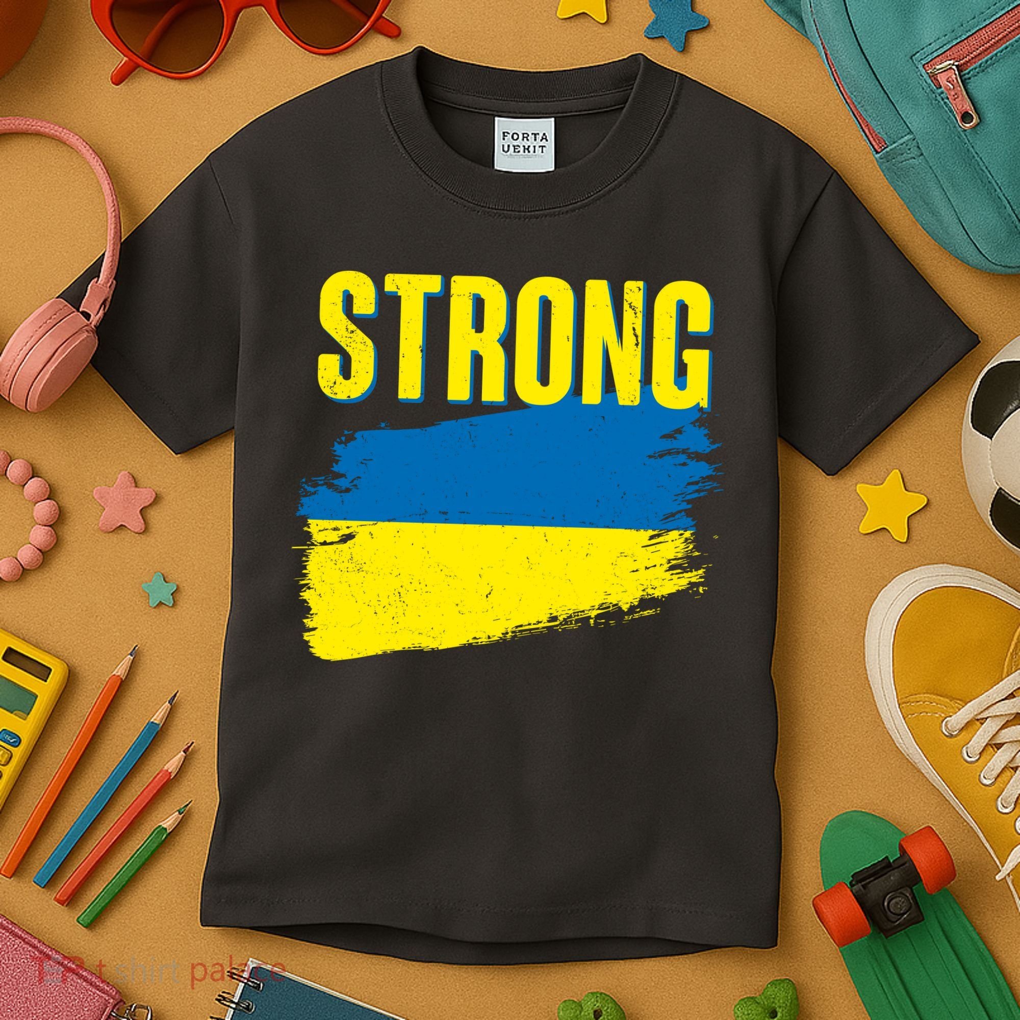 Ukraine Strong Stand With Ukraine Flag Kids T-Shirt