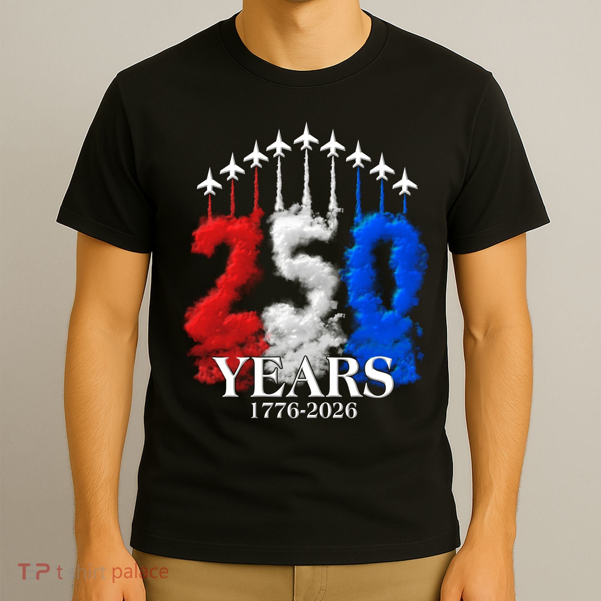 United States Semiquincentennial 250 Years 1776-2026 Fighter Jet Smoke T-Shirt