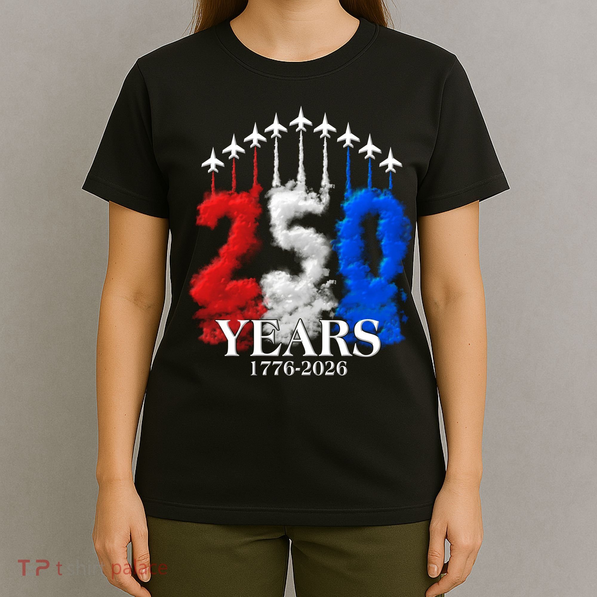 United States Semiquincentennial 250 Years 1776-2026 Fighter Jet Smoke T-Shirt