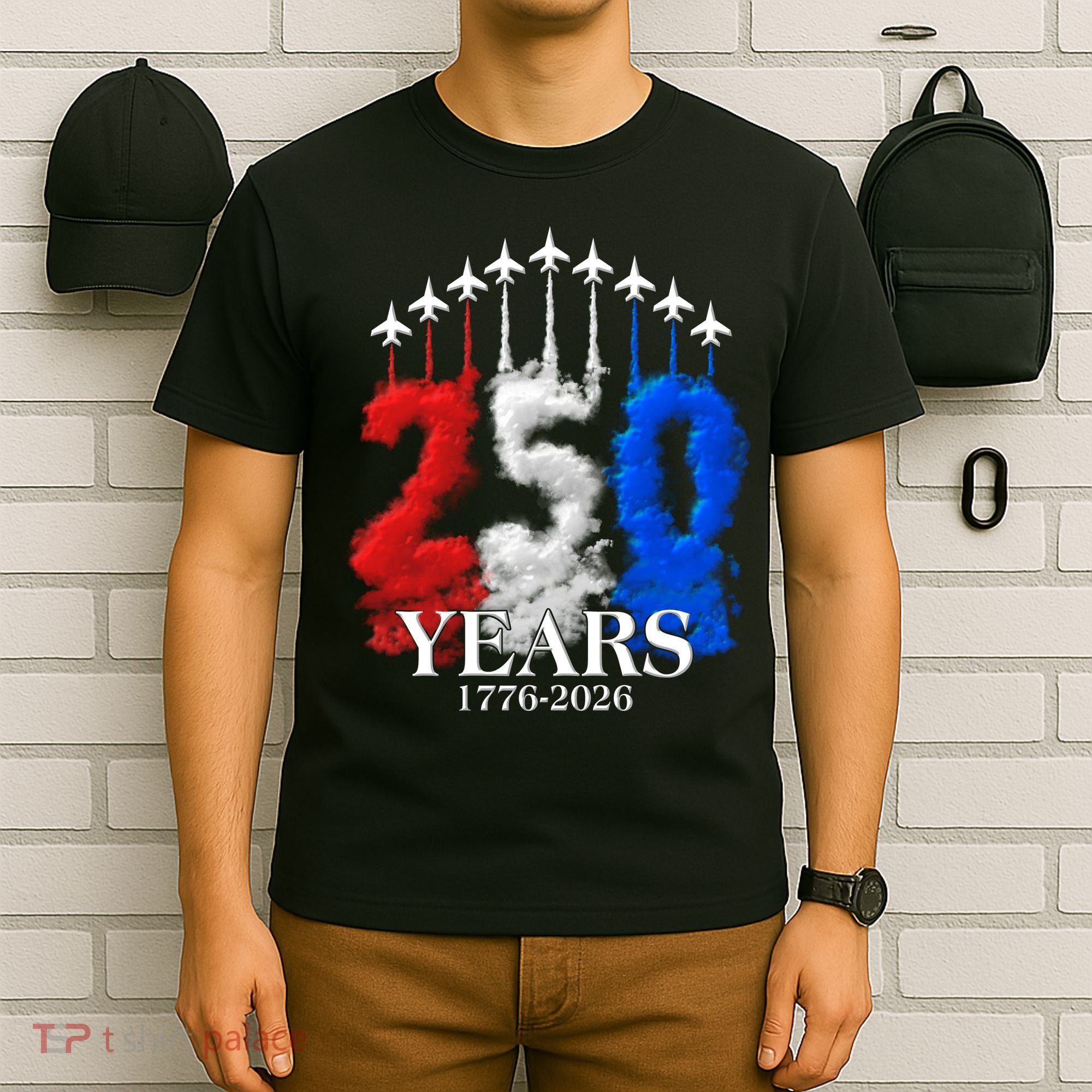 United States Semiquincentennial 250 Years 1776-2026 Fighter Jet Smoke T-Shirt