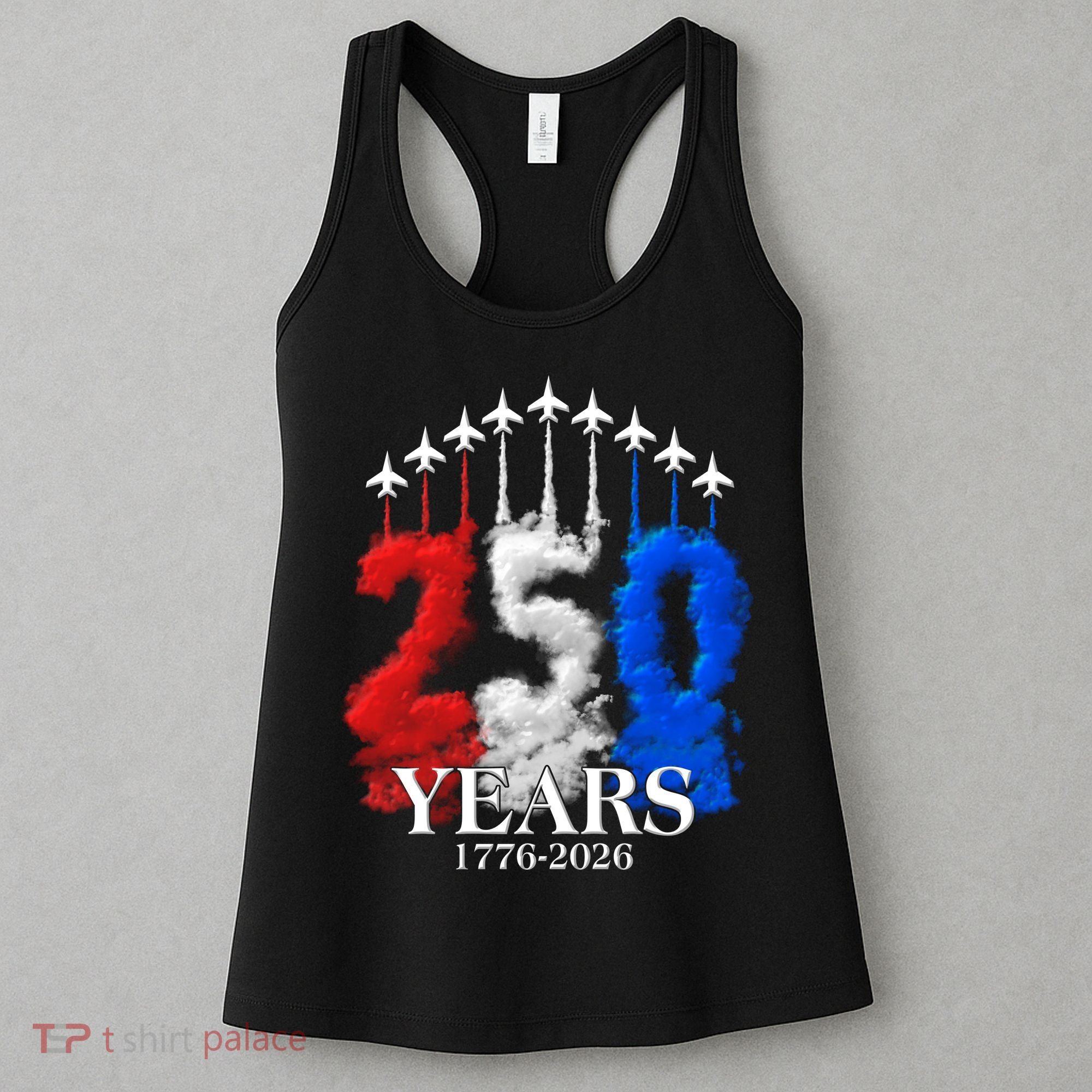 United States Semiquincentennial 250 Years 1776-2026 Fighter Jet Smoke Women's Tank Top