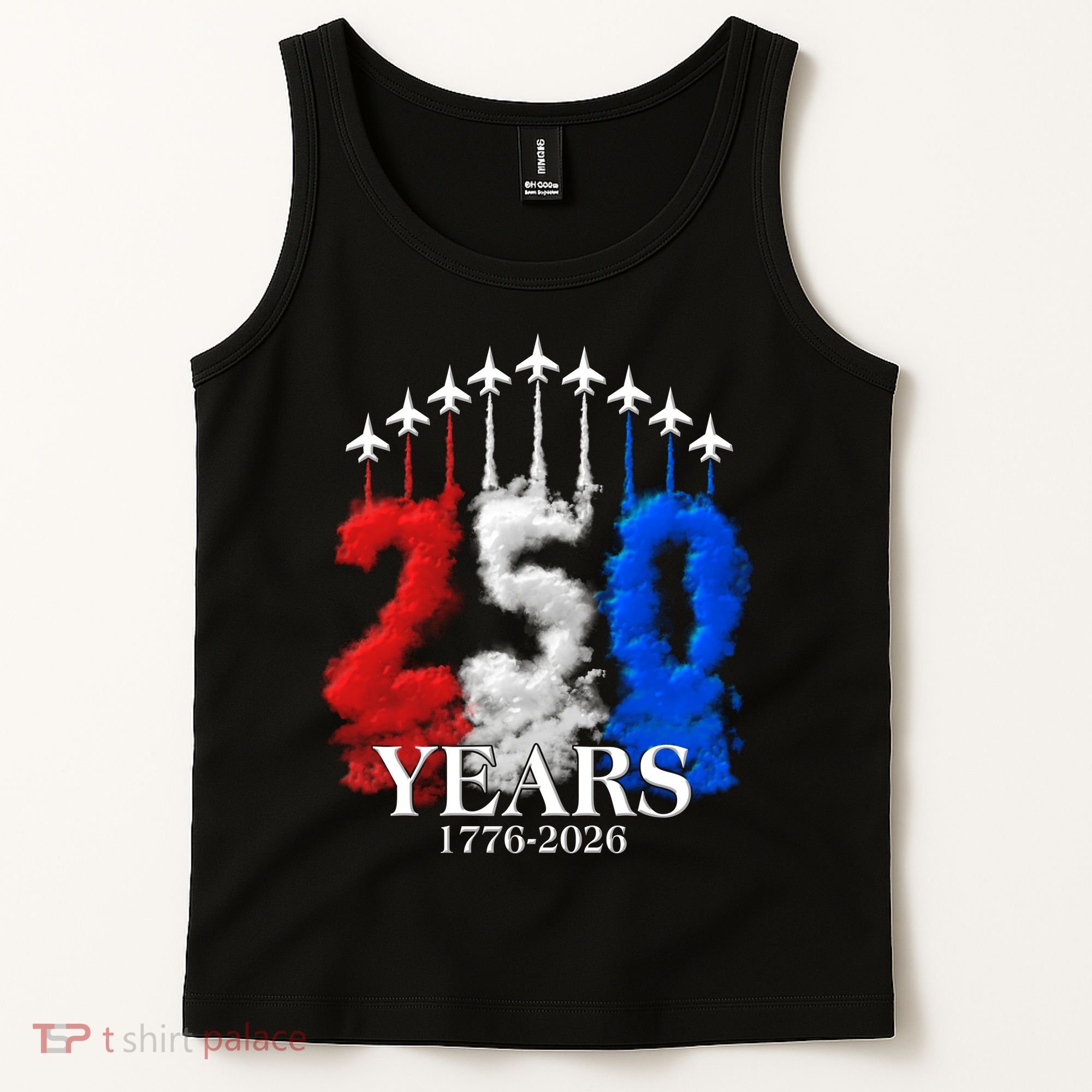 United States Semiquincentennial 250 Years 1776-2026 Fighter Jet Smoke Tank Top