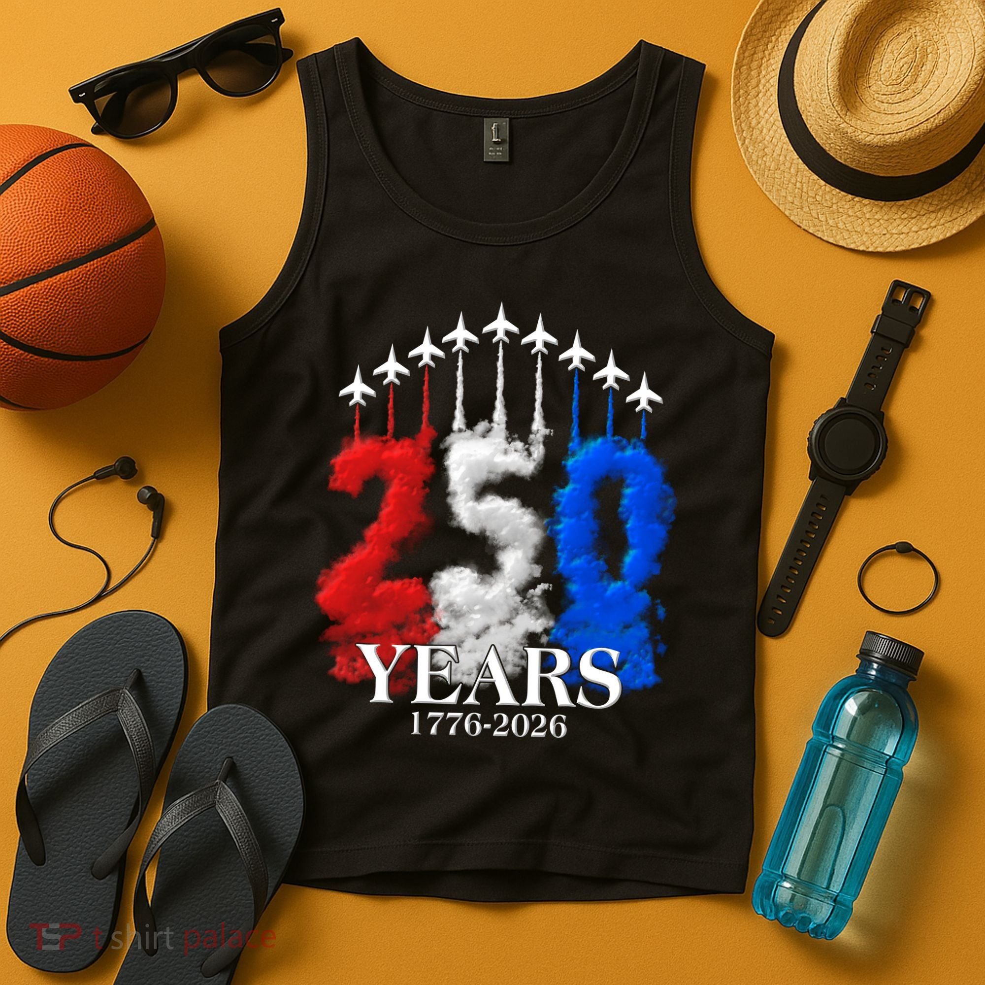 United States Semiquincentennial 250 Years 1776-2026 Fighter Jet Smoke Tank Top