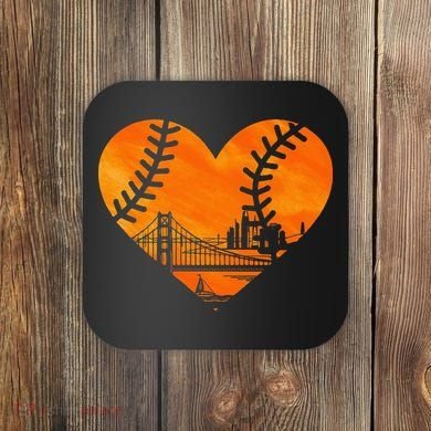 US State San Francisco Baseball Vintage Heart Coaster