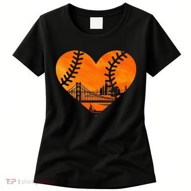 US State San Francisco Baseball Vintage Heart Women's T-Shirt