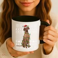 Ugly Sweater Style Xmas Lights Santa Vizsla Dog Christmas Gift Coffee Mug thumb 3