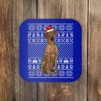 Ugly Sweater Style Xmas Lights Santa Vizsla Dog Christmas Gift Coaster thumb 0