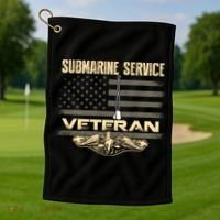 Us Submarine Service Veteran For Veteran Submariner Golf Towel thumb 1