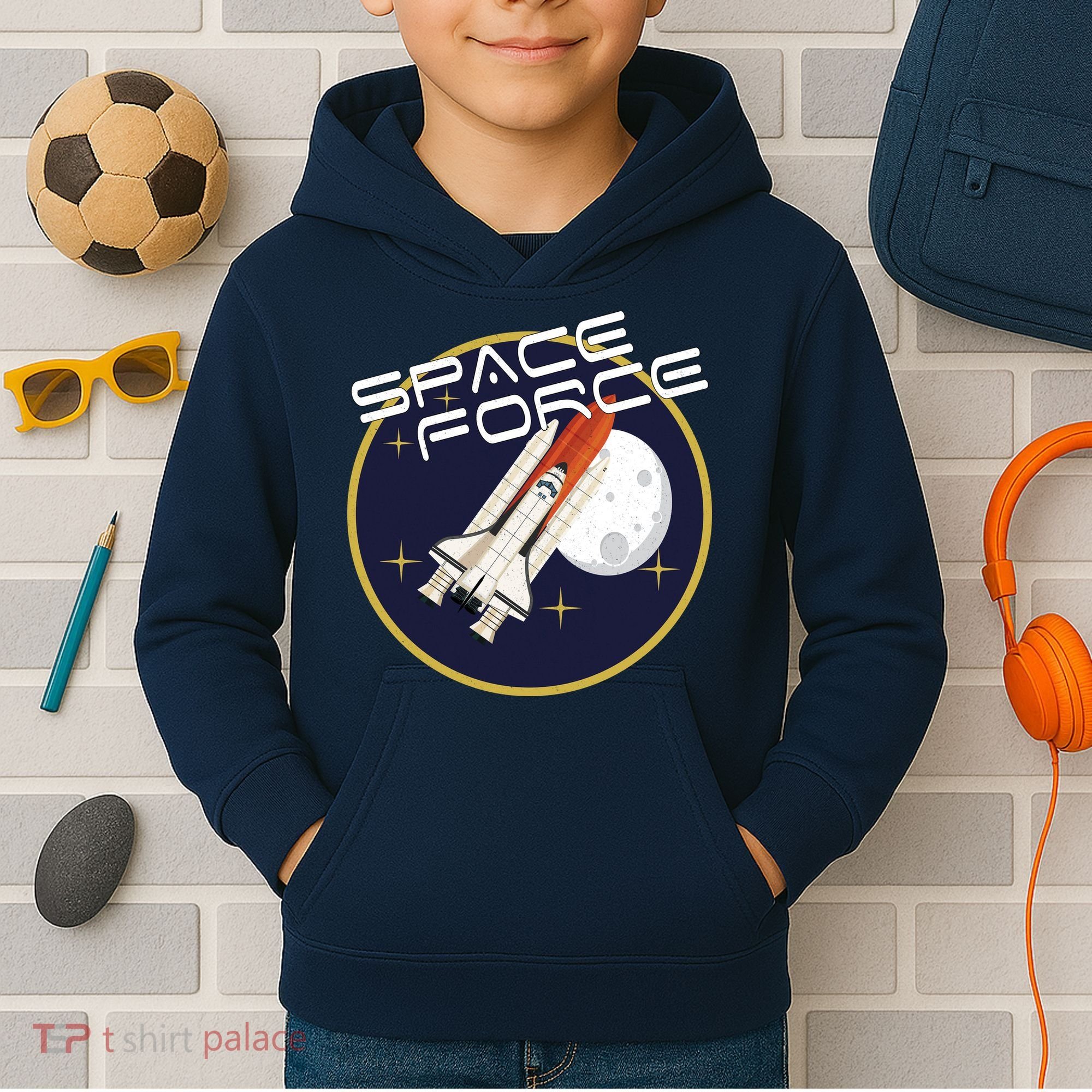USSF United States Space Force Rocketship Emblem Kids Hoodie
