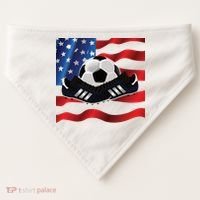 US Soccer Fan Team USA Ball Flag USA-Made Doggie Bandana thumb 0