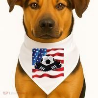 US Soccer Fan Team USA Ball Flag USA-Made Doggie Bandana thumb 1