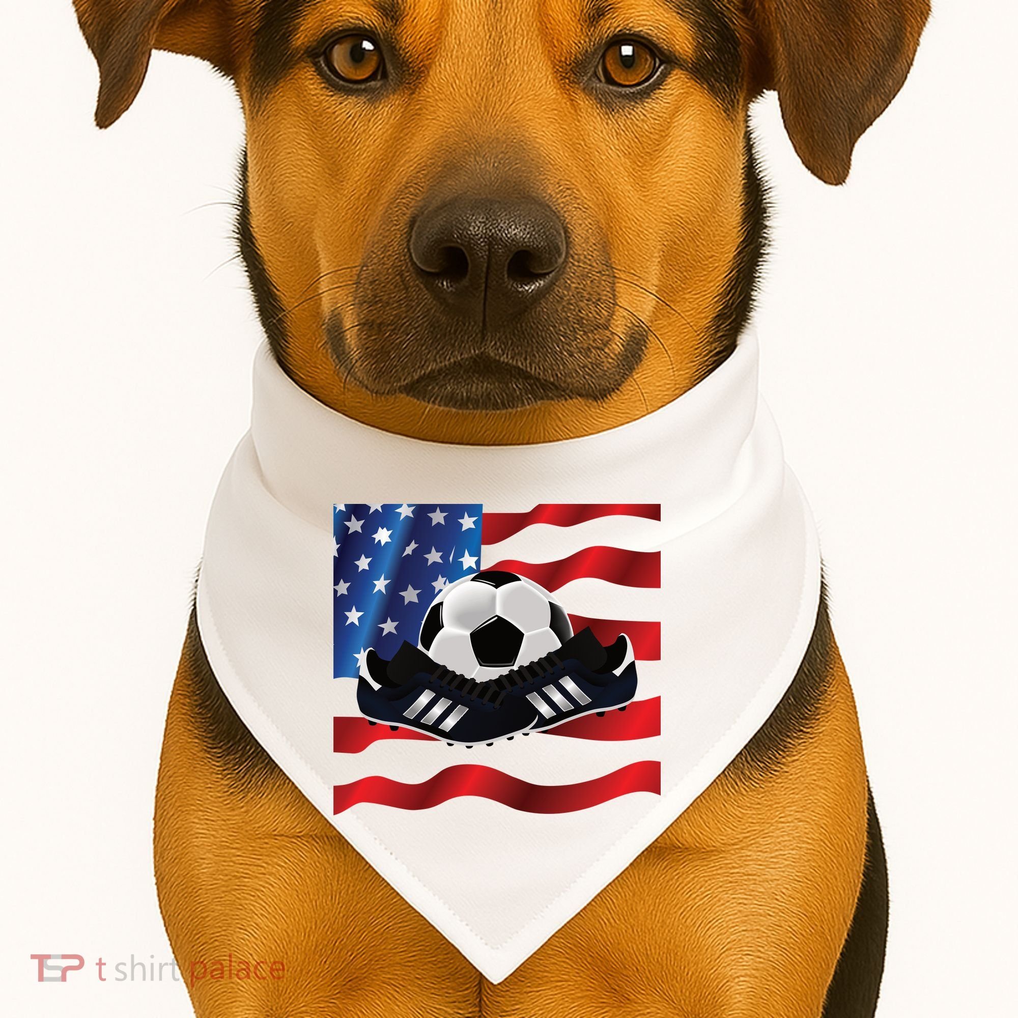 US Soccer Fan Team USA Ball Flag USA-Made Doggie Bandana