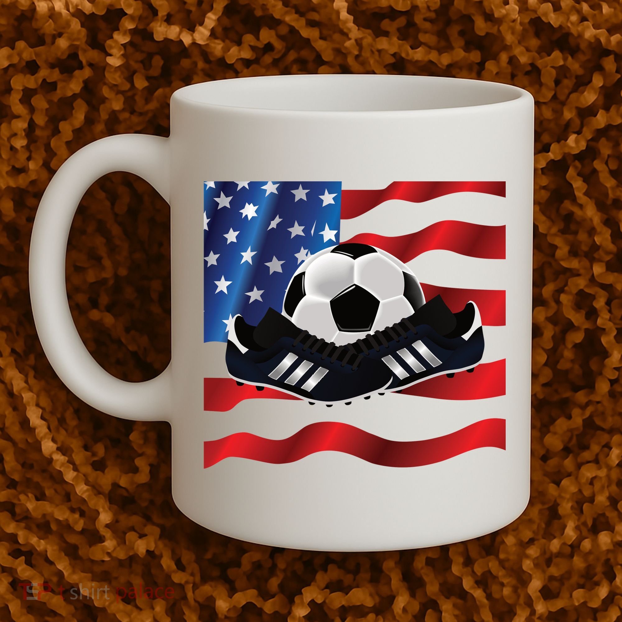 US Soccer Fan Team USA Ball Flag Coffee Mug