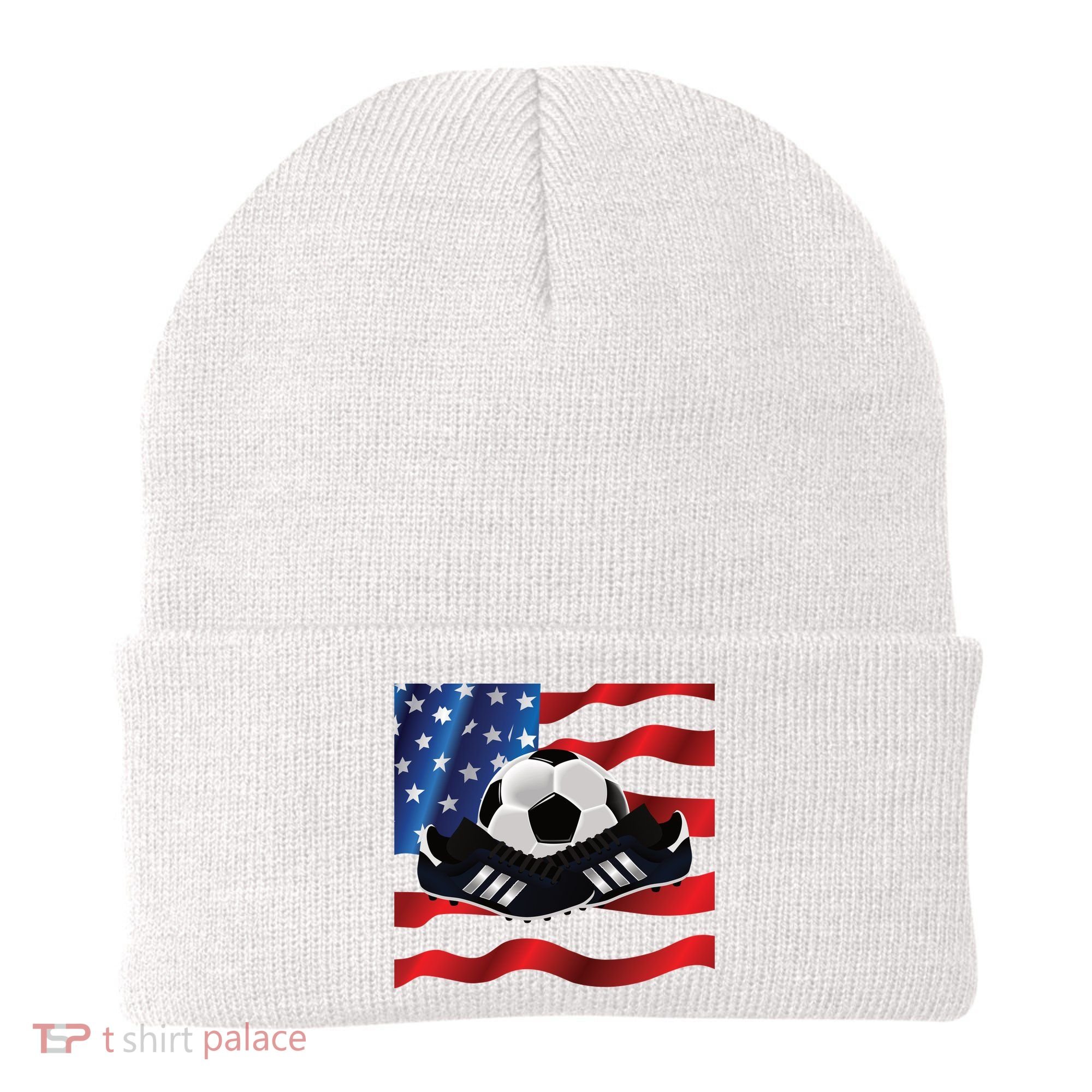 US Soccer Fan Team USA Ball Flag Beanie