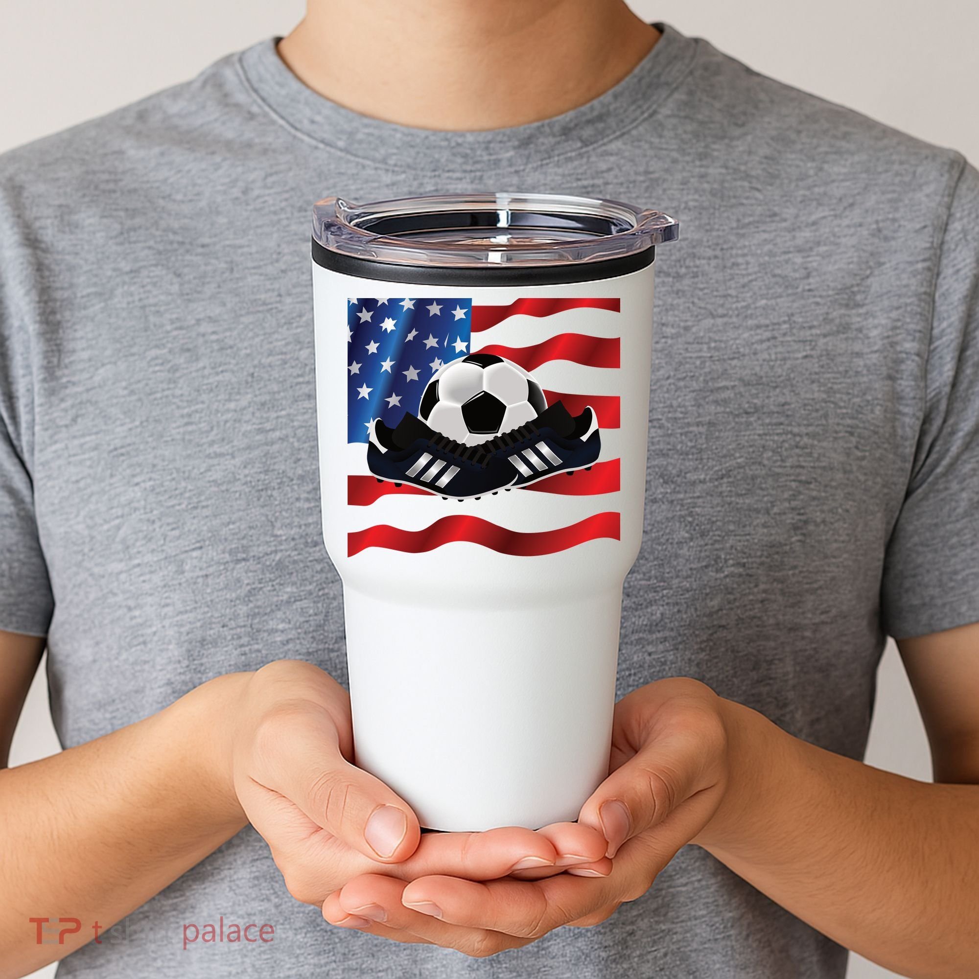US Soccer Fan Team USA Ball Flag Tumbler