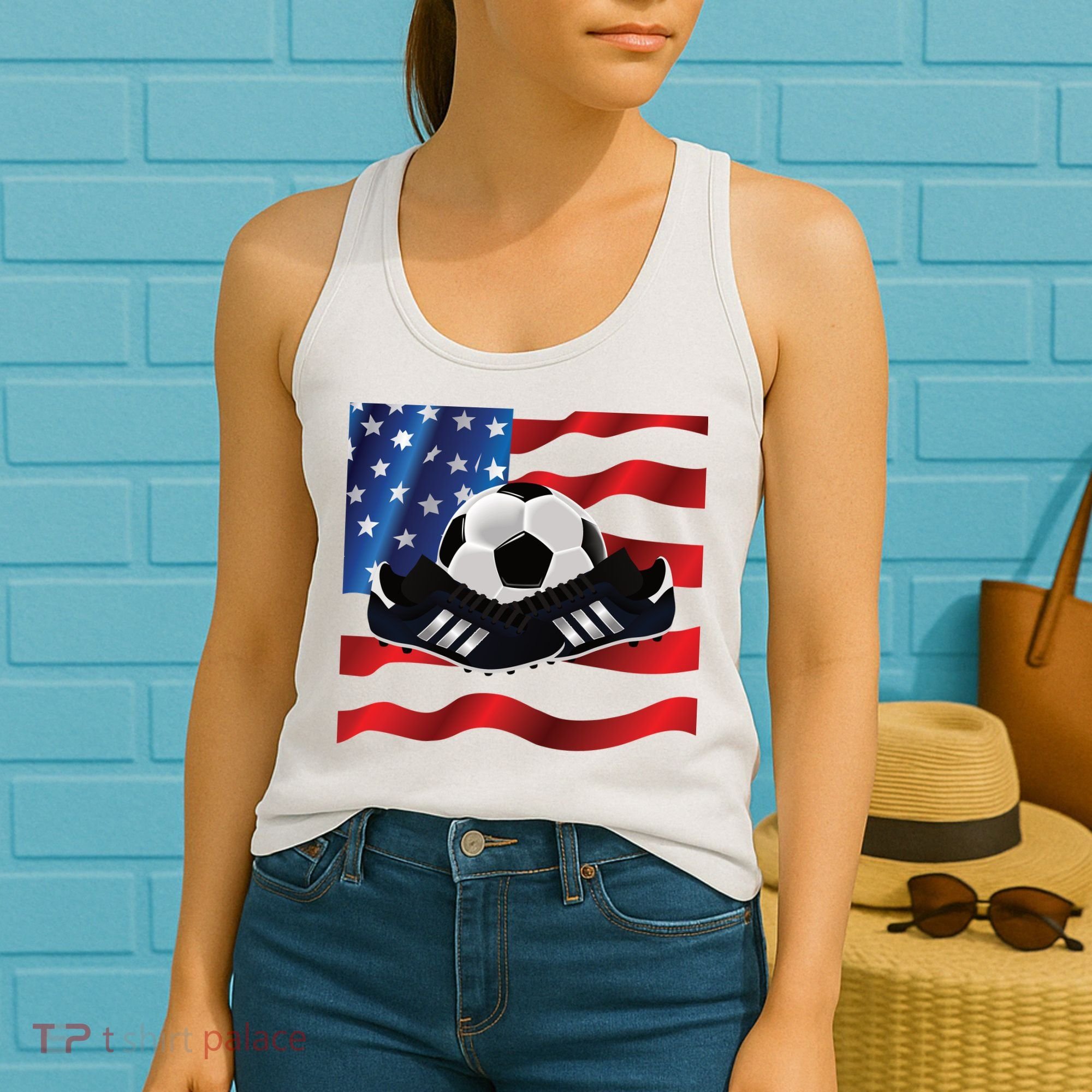 US Soccer Fan Team USA Ball Flag Women's Tank Top