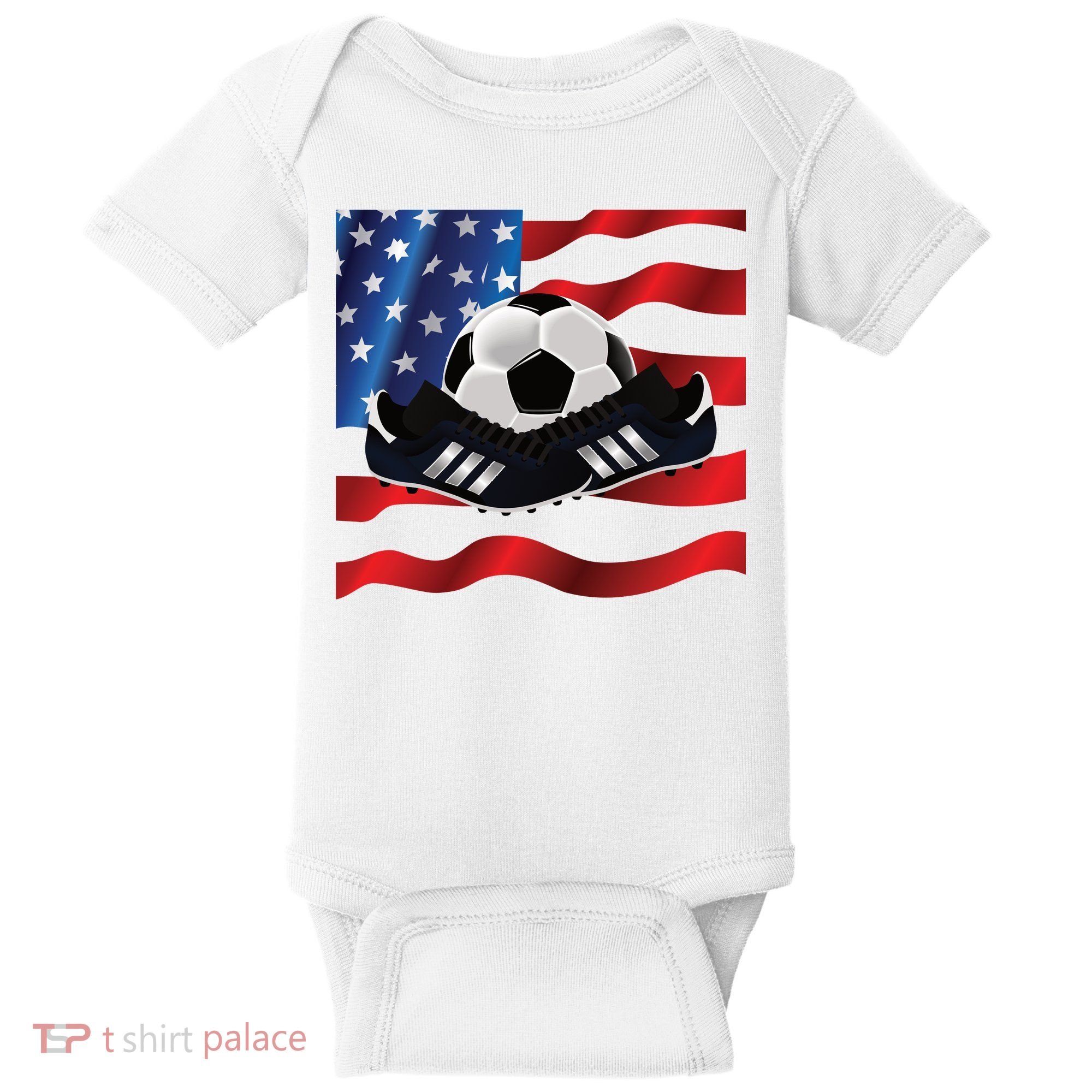 US Soccer Fan Team USA Ball Flag Baby Bodysuit