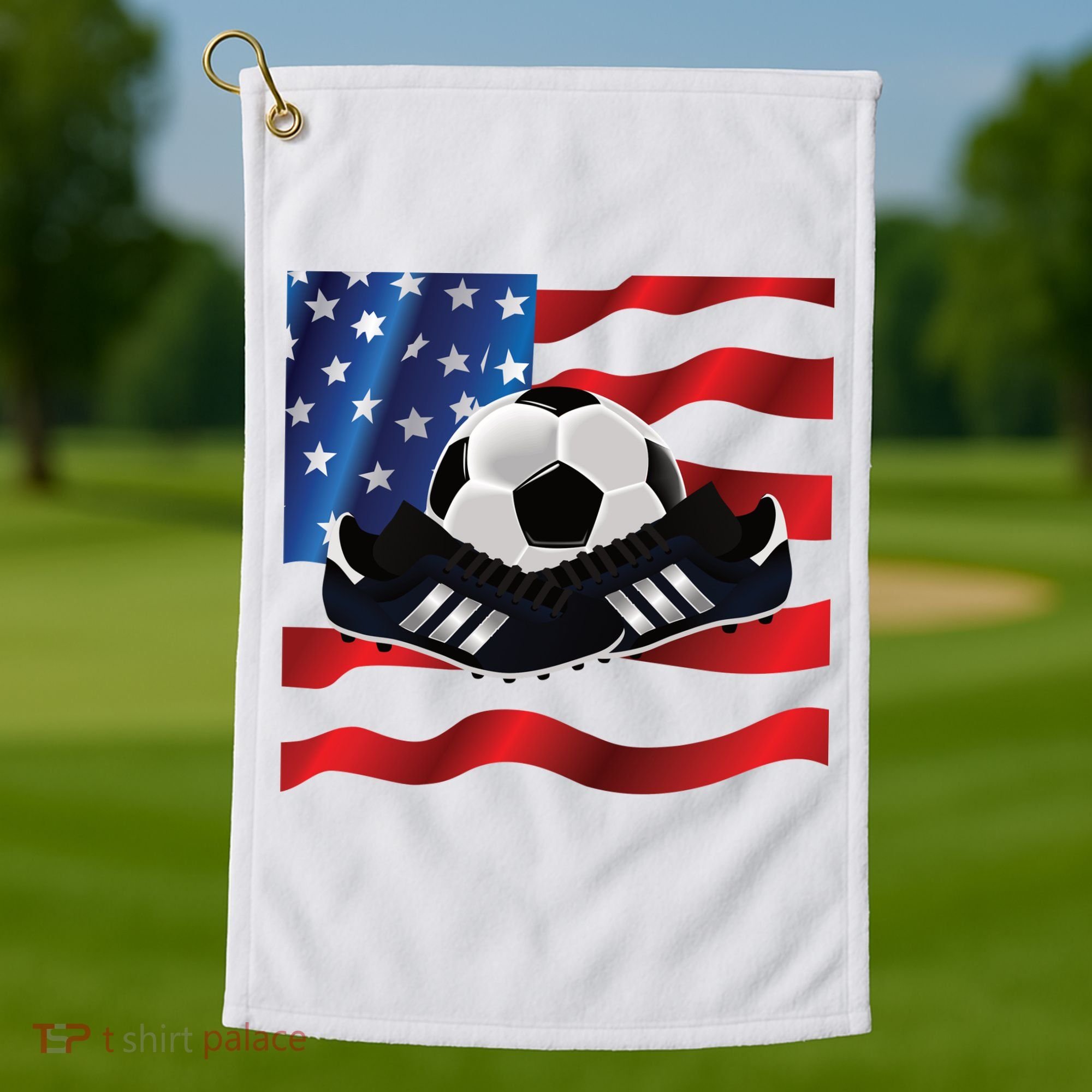 US Soccer Fan Team USA Ball Flag Golf Towel