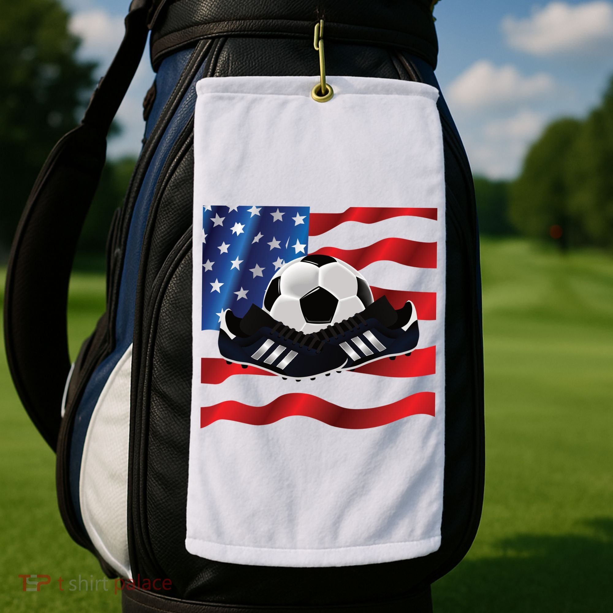 US Soccer Fan Team USA Ball Flag Golf Towel