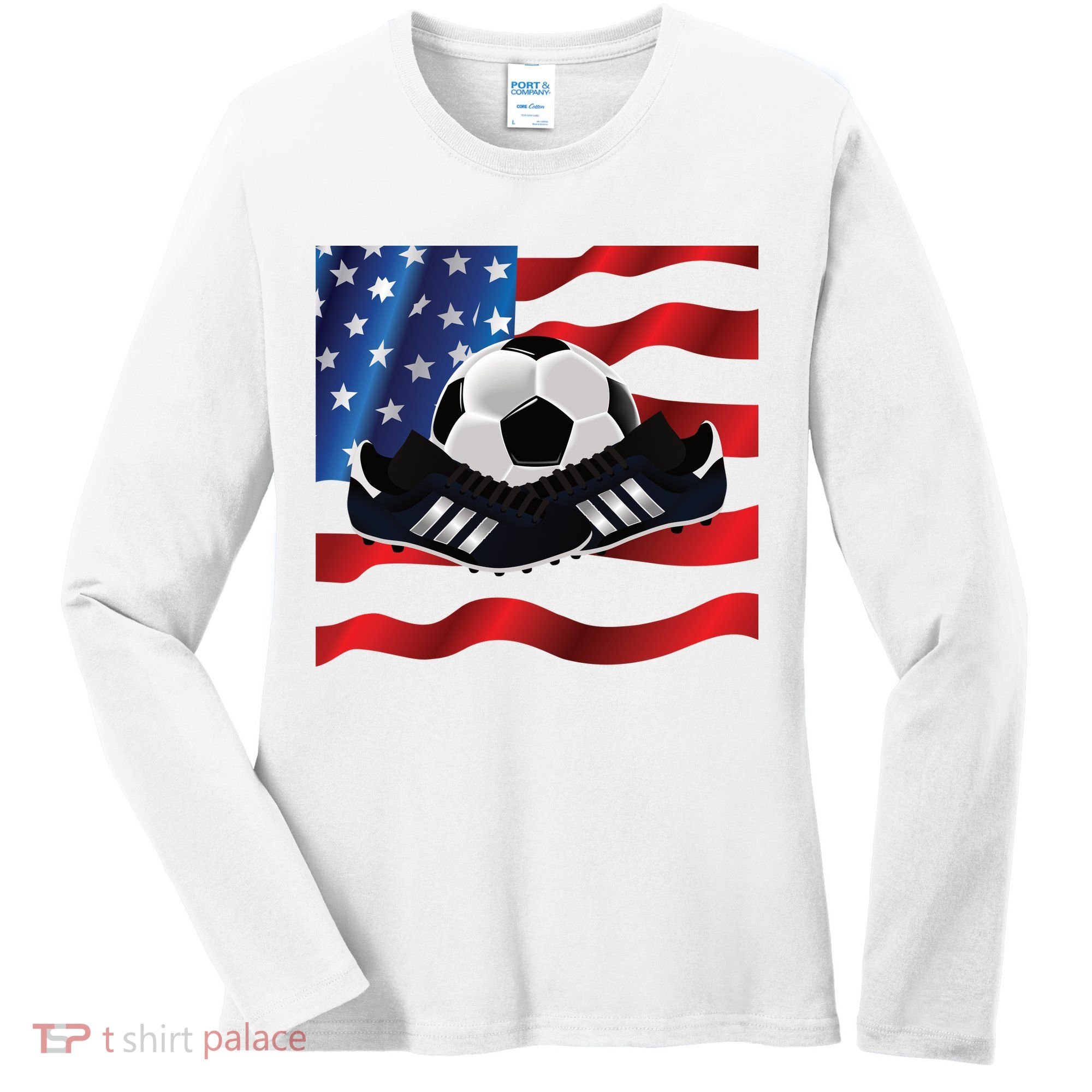 US Soccer Fan Team USA Ball Flag Women's Long Sleeve Shirt