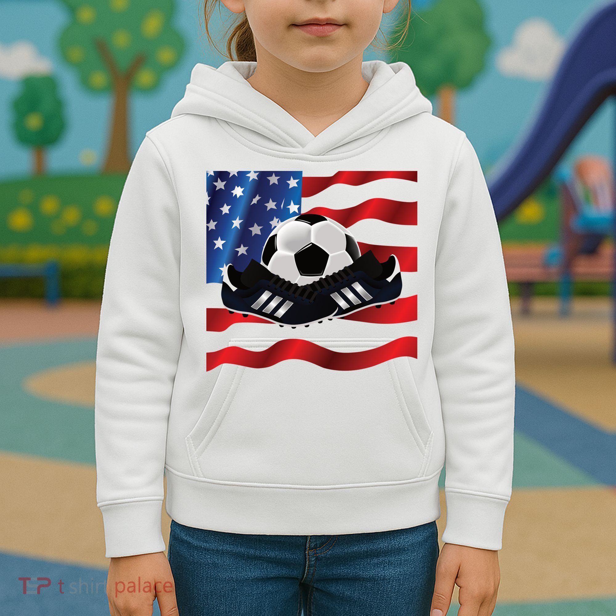 US Soccer Fan Team USA Ball Flag Kids Hoodie