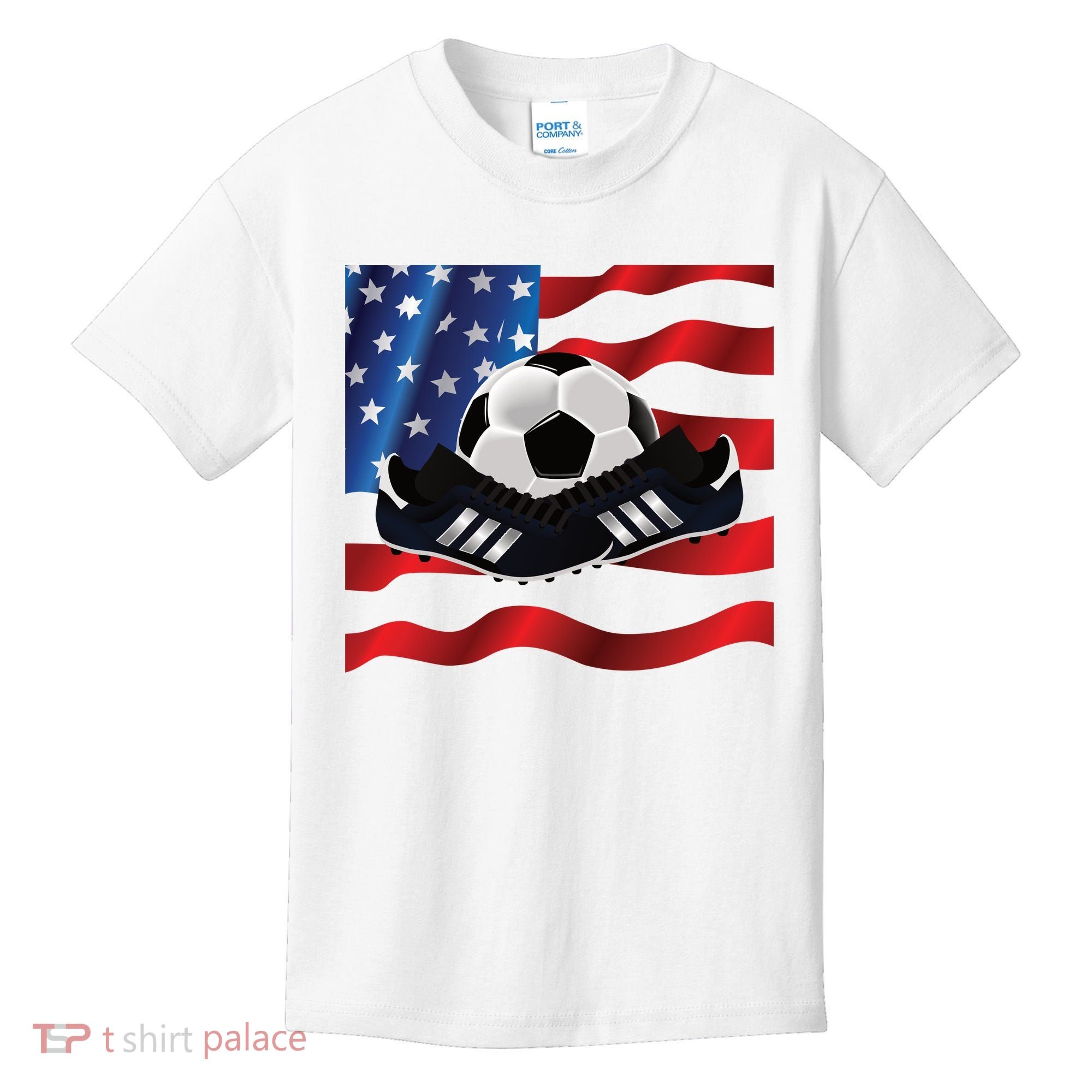 US Soccer Fan Team USA Ball Flag Kids T-Shirt