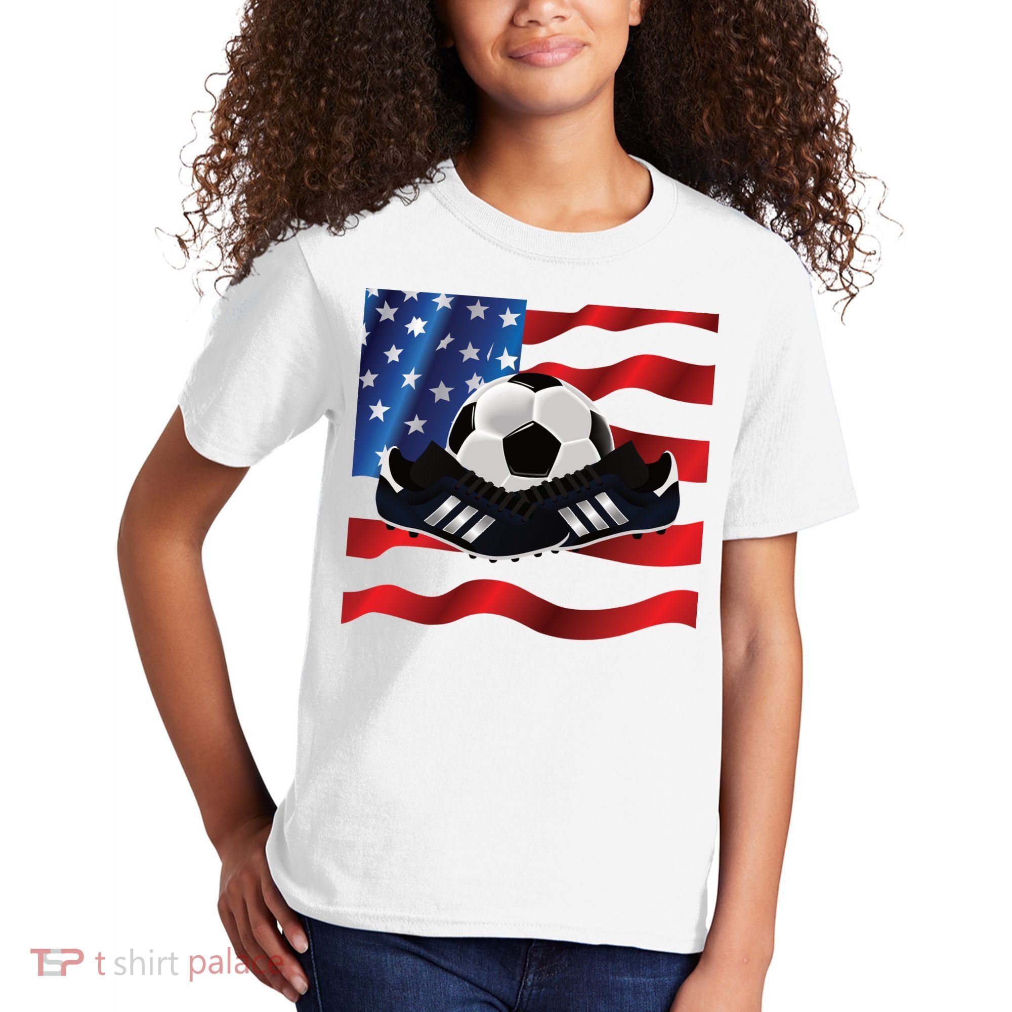 US Soccer Fan Team USA Ball Flag Kids T-Shirt