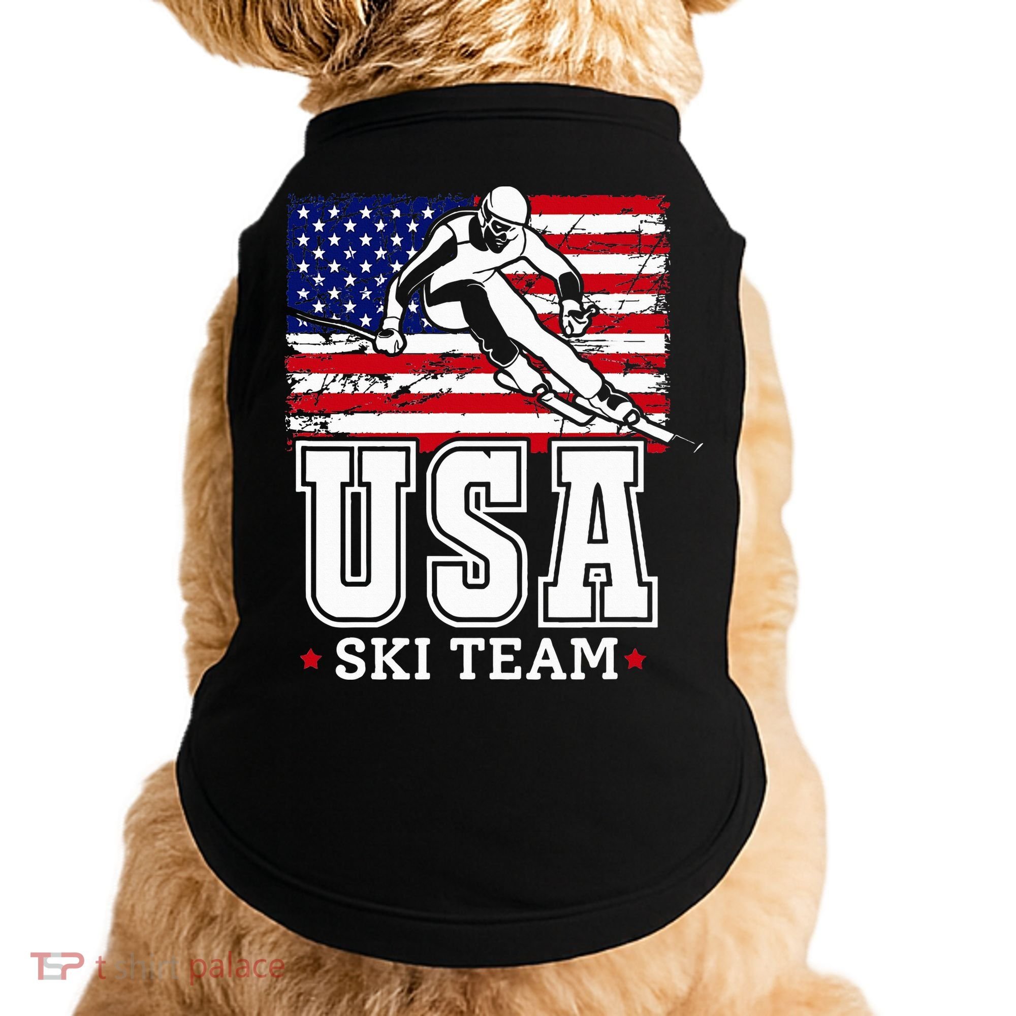 Usa Ski Team American Flag Skiing Skier Doggie Tank