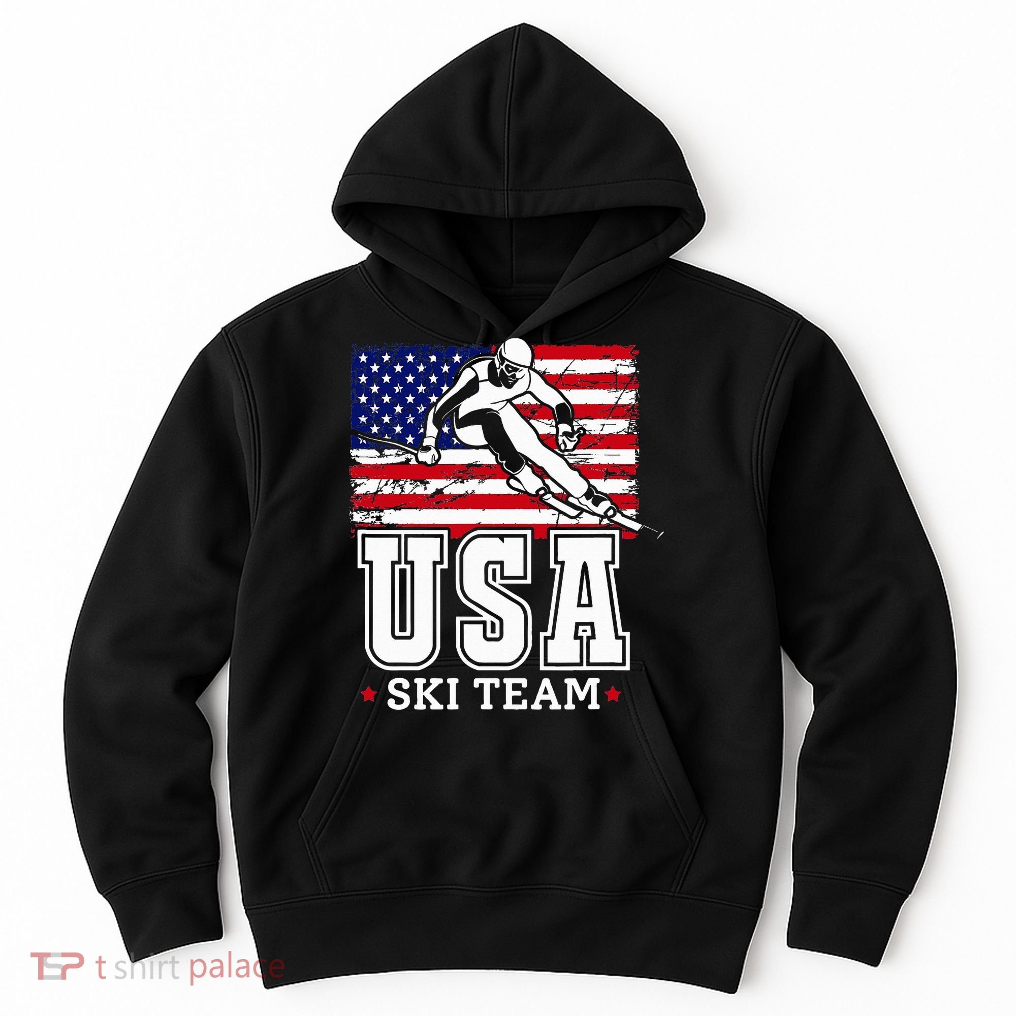 Usa Ski Team American Flag Skiing Skier Hoodie