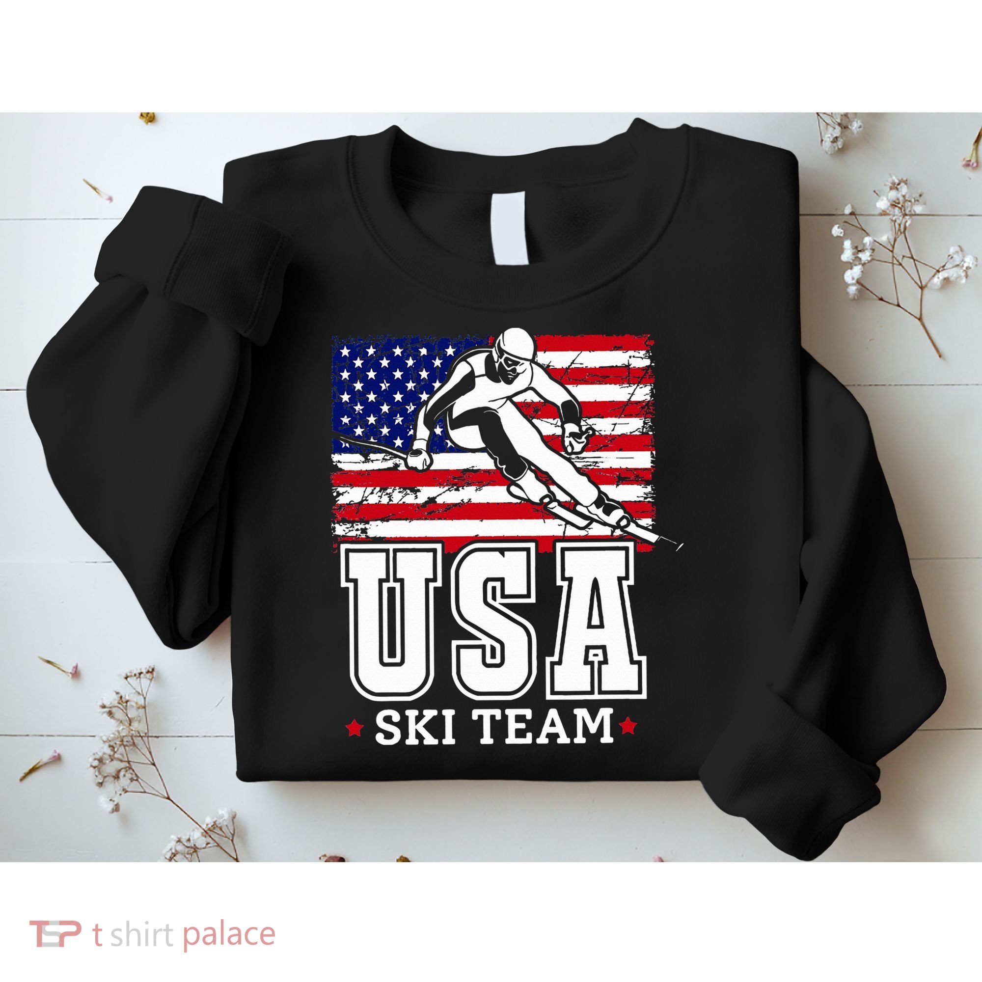 Usa Ski Team American Flag Skiing Skier Sweatshirt
