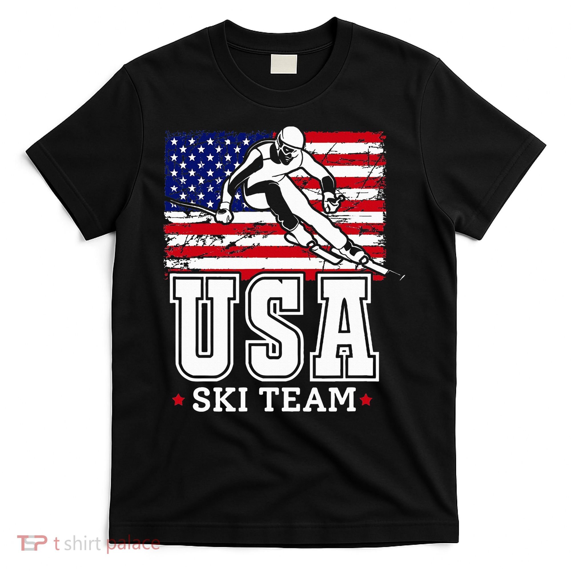 Usa Ski Team American Flag Skiing Skier T-Shirt