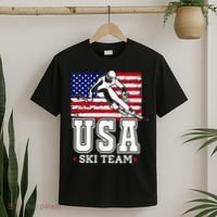 Usa Ski Team American Flag Skiing Skier T-Shirt thumb 2