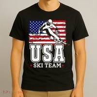 Usa Ski Team American Flag Skiing Skier T-Shirt thumb 3