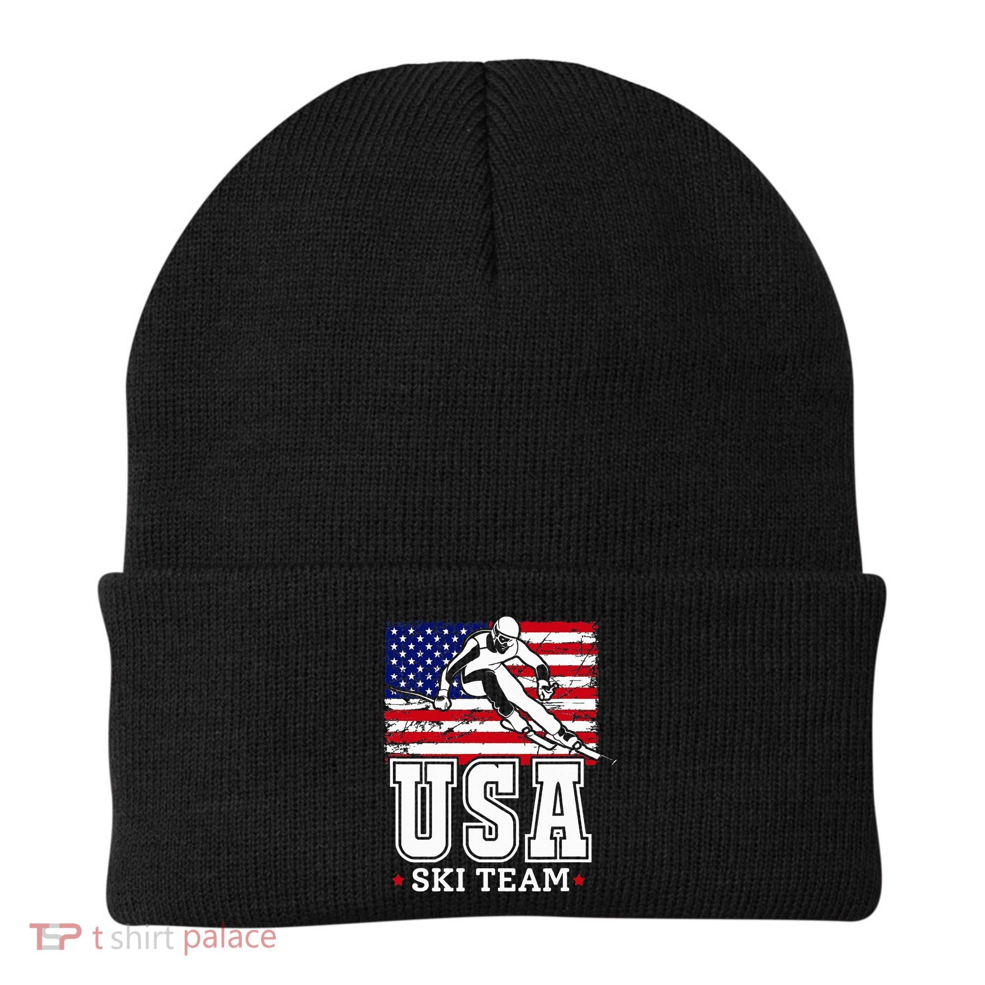 Usa Ski Team American Flag Skiing Skier Beanie