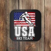 Usa Ski Team American Flag Skiing Skier Coaster thumb 0