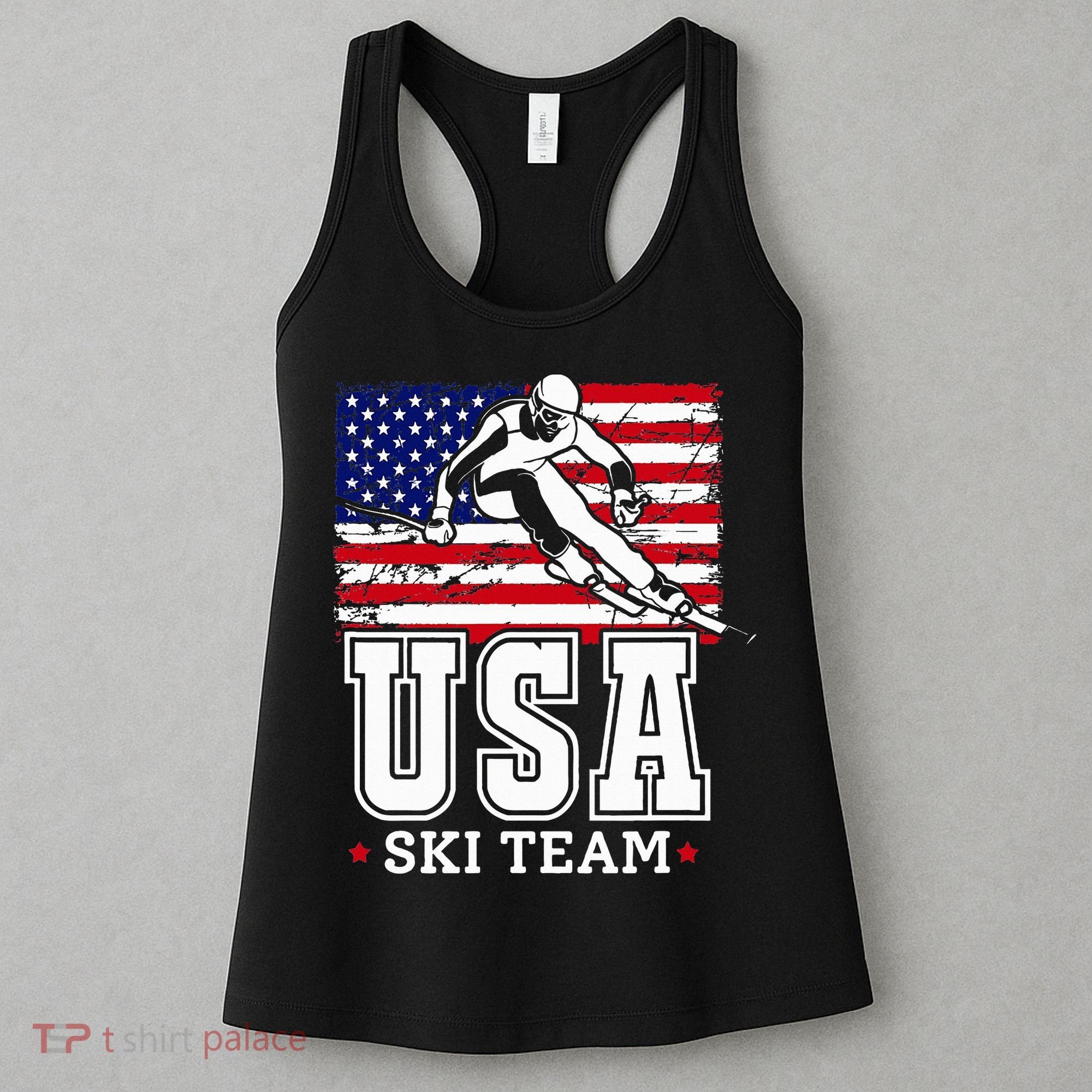 Usa Ski Team American Flag Skiing Skier Women's Tank Top