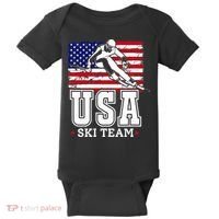 Usa Ski Team American Flag Skiing Skier Baby Bodysuit thumb 0