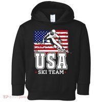 Usa Ski Team American Flag Skiing Skier Toddler Hoodie thumb 0