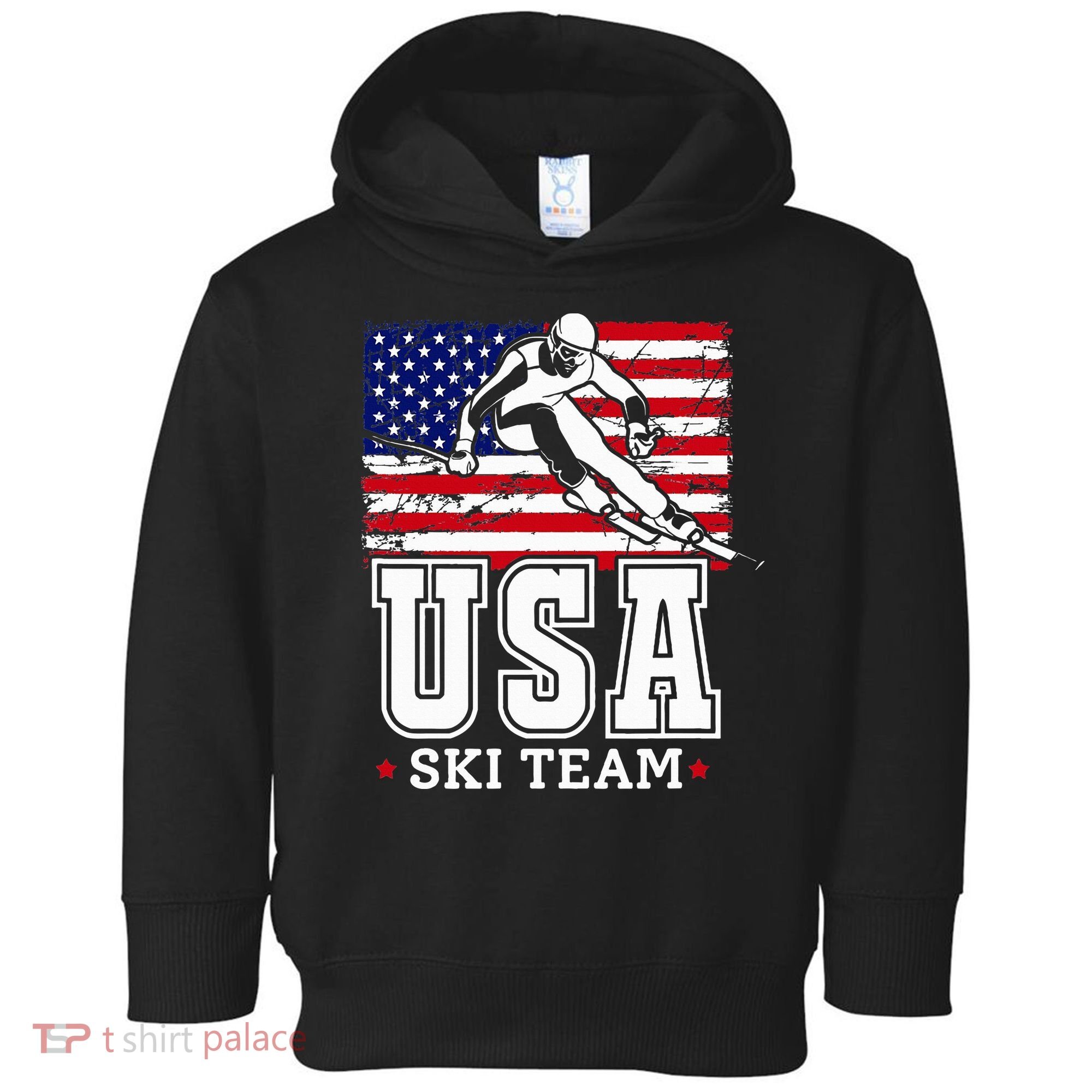 Usa Ski Team American Flag Skiing Skier Toddler Hoodie