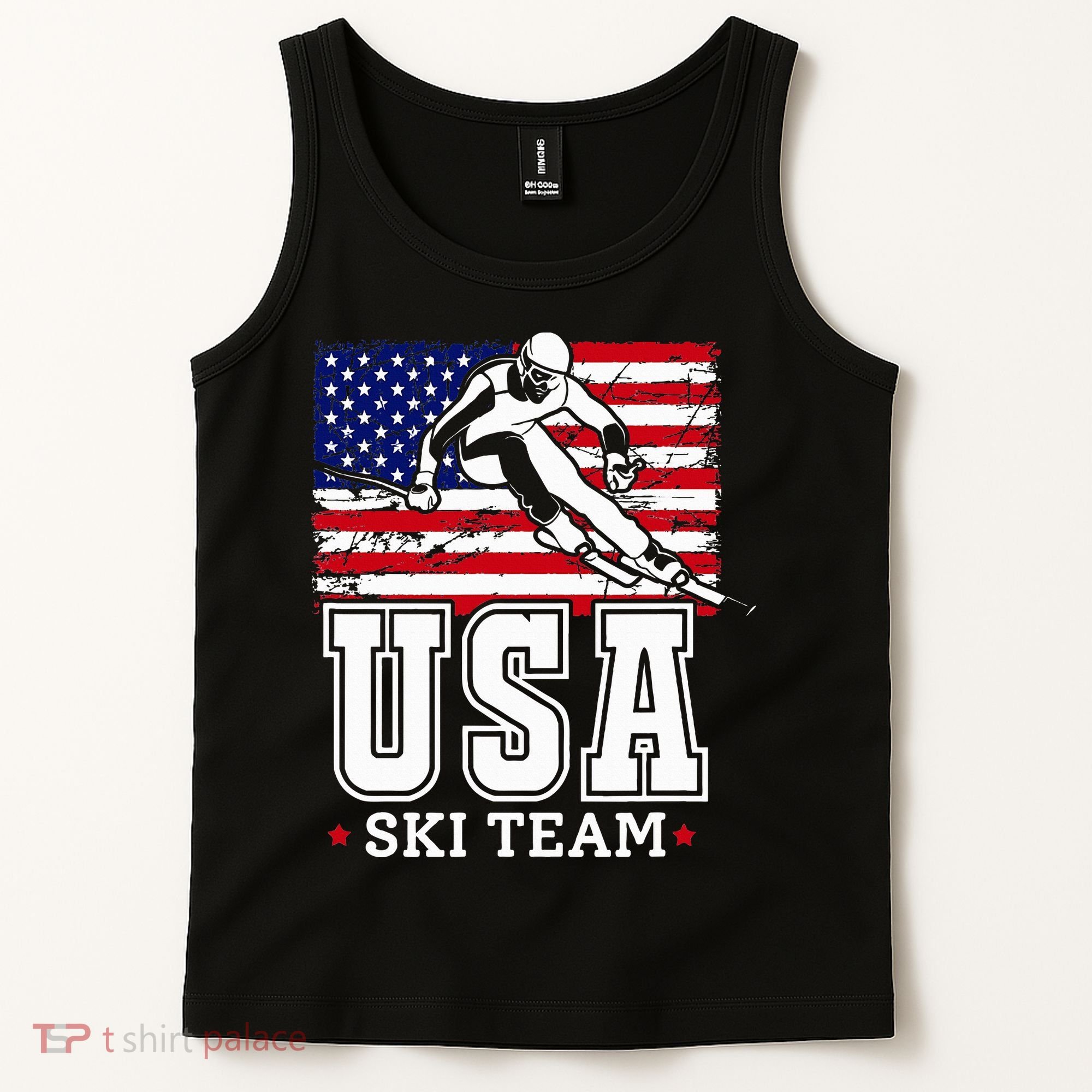Usa Ski Team American Flag Skiing Skier Tank Top