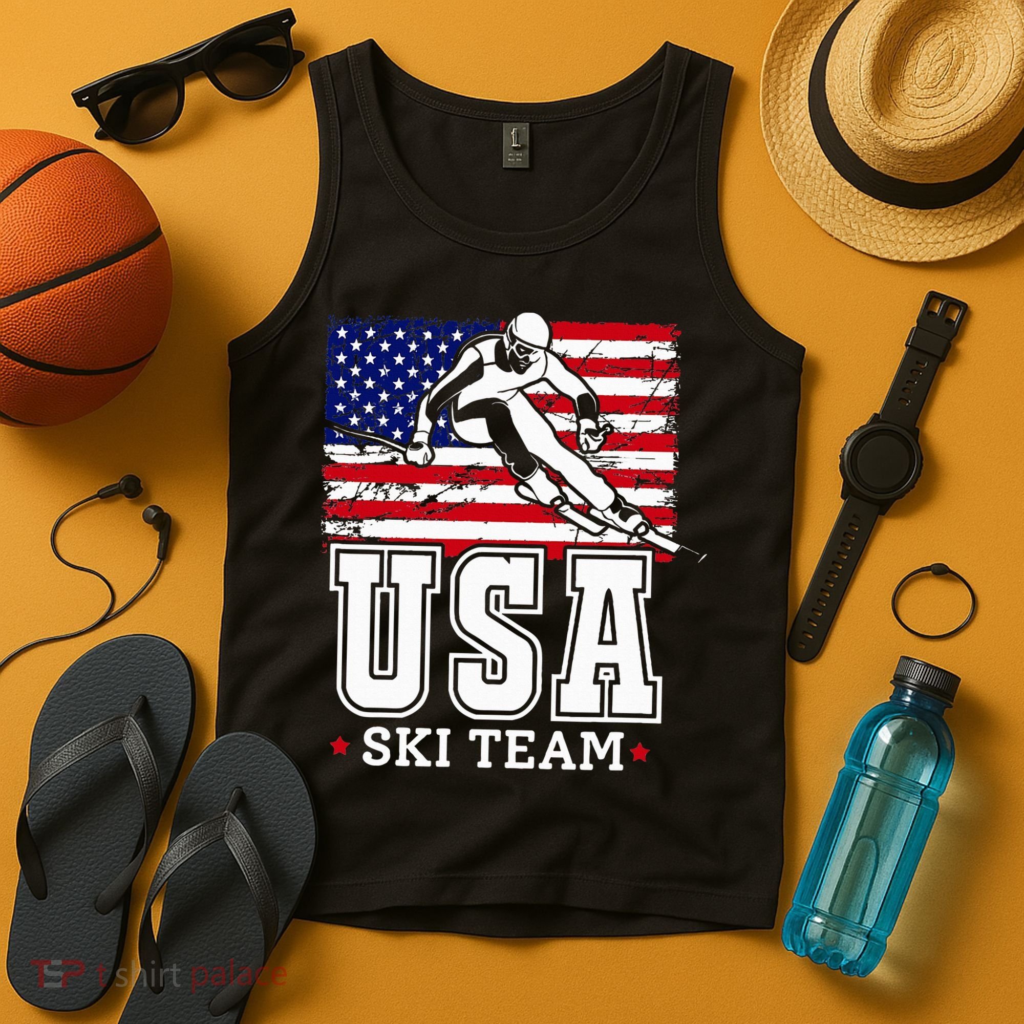 Usa Ski Team American Flag Skiing Skier Tank Top