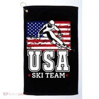 Usa Ski Team American Flag Skiing Skier Golf Towel thumb 0