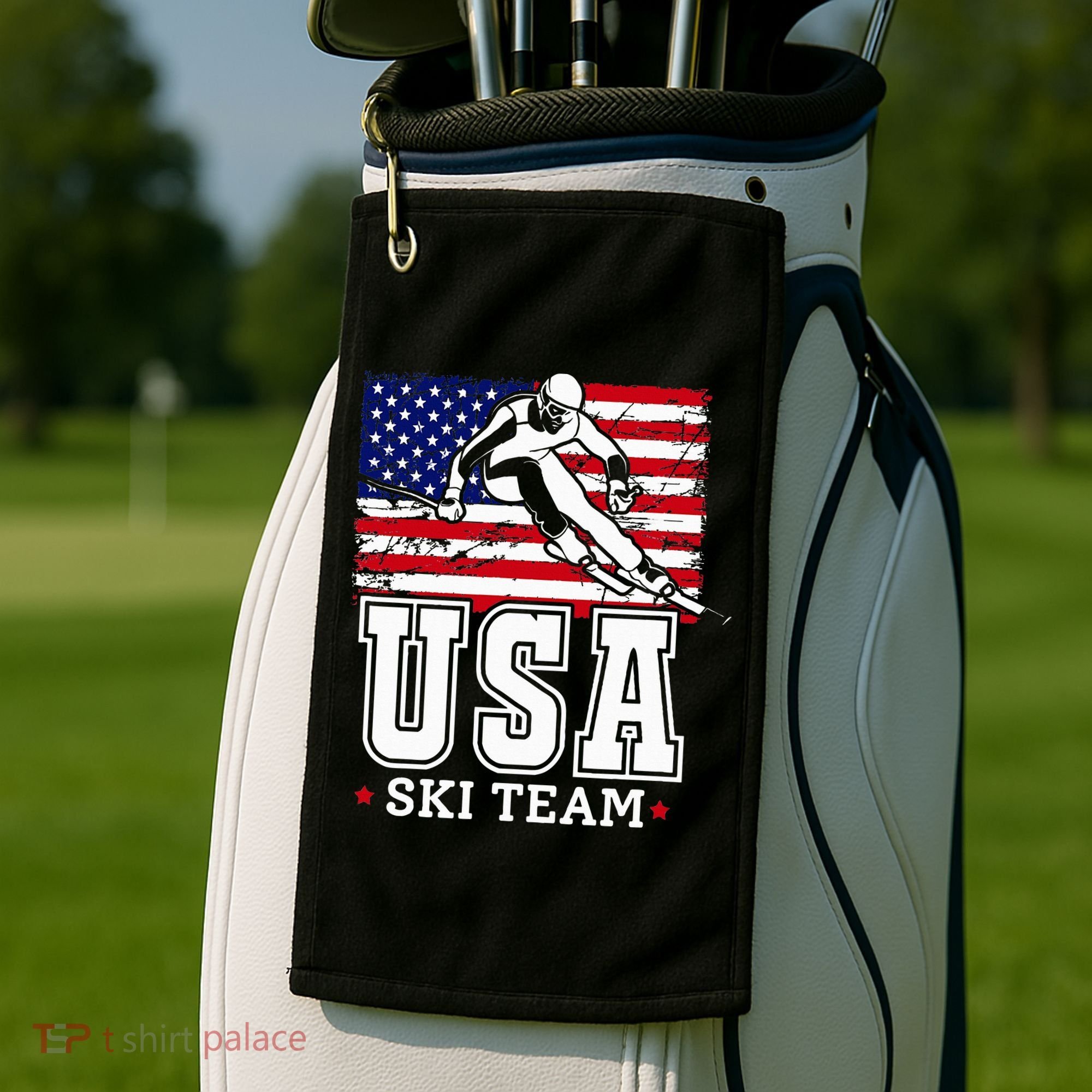 Usa Ski Team American Flag Skiing Skier Golf Towel