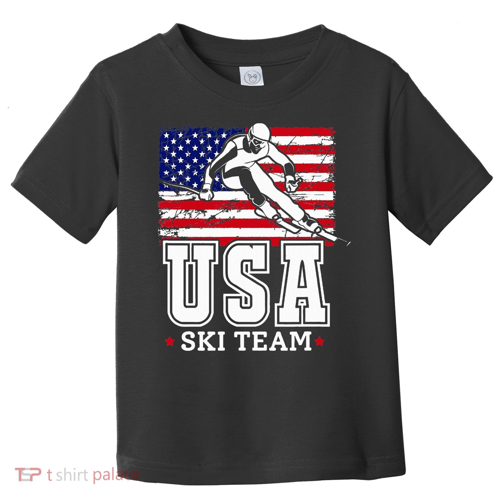 Usa Ski Team American Flag Skiing Skier Toddler T-Shirt