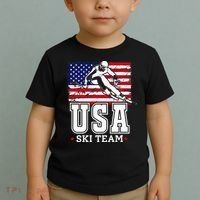Usa Ski Team American Flag Skiing Skier Toddler T-Shirt thumb 2